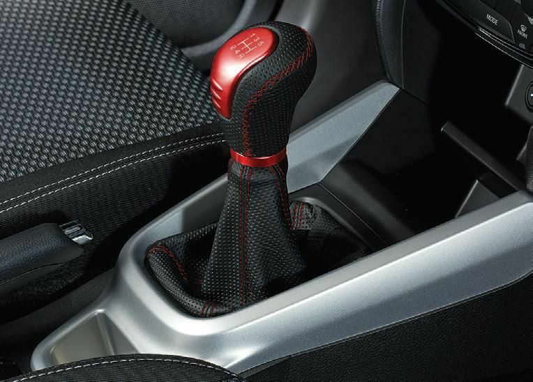 Interior Styling | Leather Gear Knob – Black With Red Interior Accessories Interior Styling