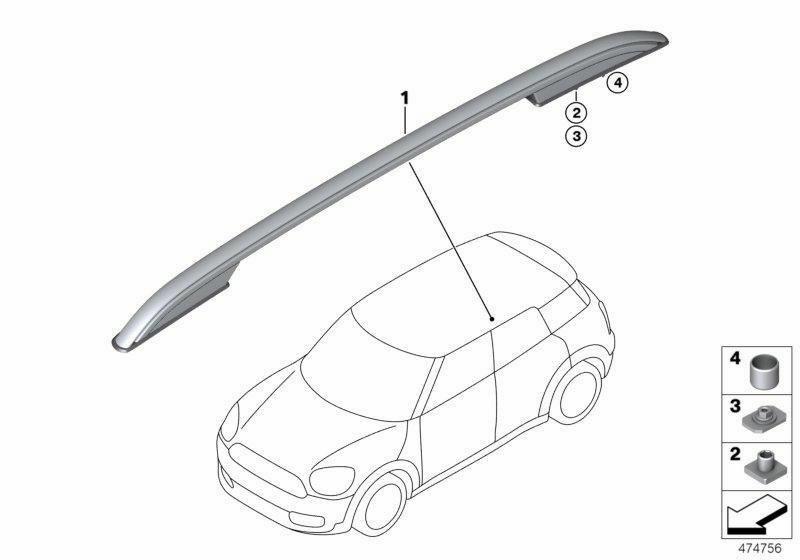 Roof Accessories | Genuine Roof Rack Rail Carrier Left N/S – Black Clubman Exterior Accessories Roof Accessories